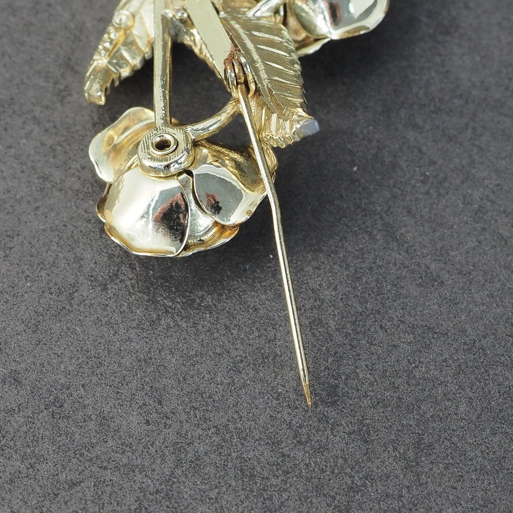 Cora Brooch Pin Silver Tone Flowers and Leaves Vintage Women's Jewelry - Picture 5 of 10